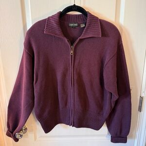 JEANNE PIERRE Women's Zip-Up Sweater in Rich Burgundy